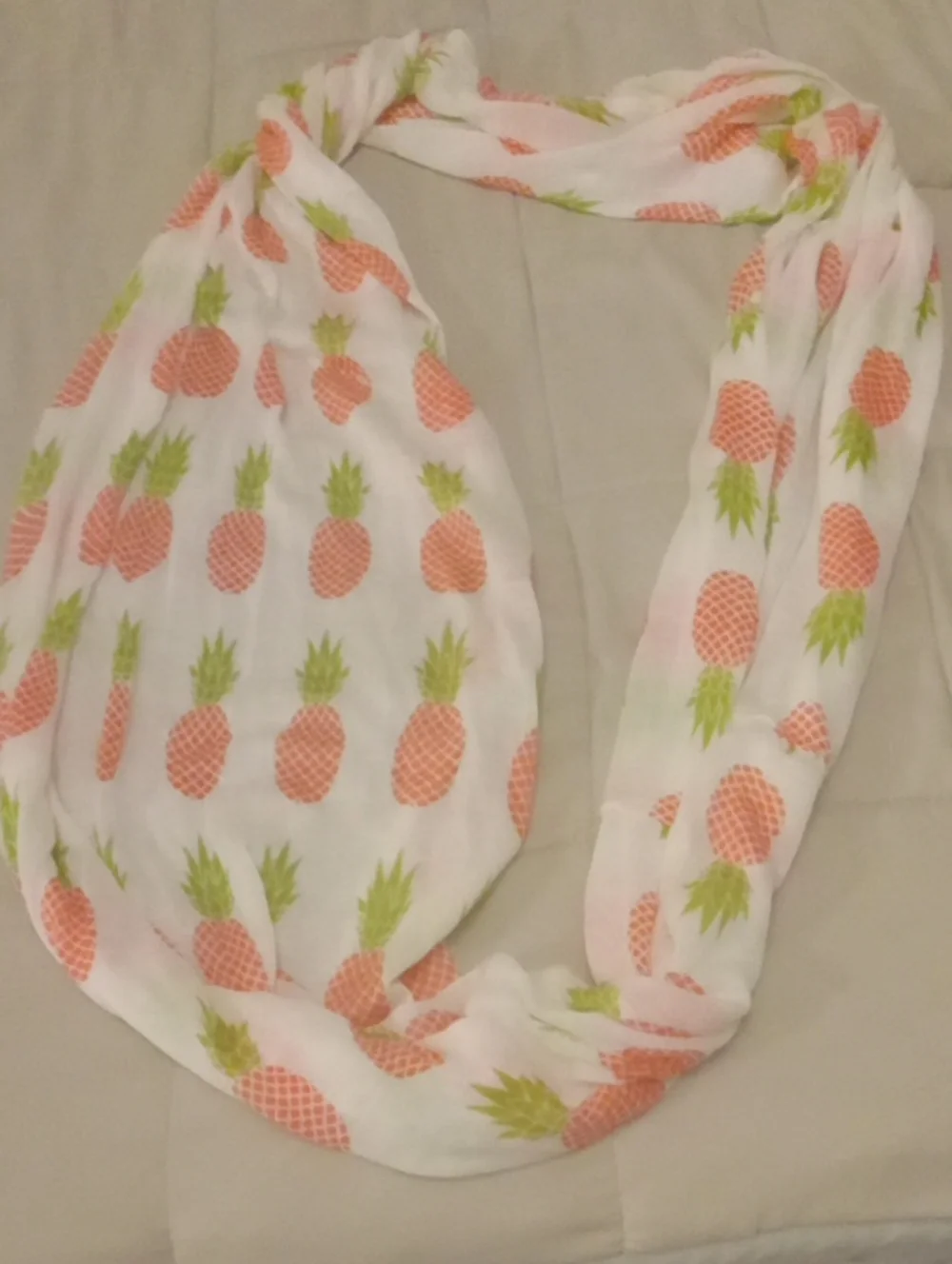 White Pineapple Infinity Scarf - Fashion Accessory